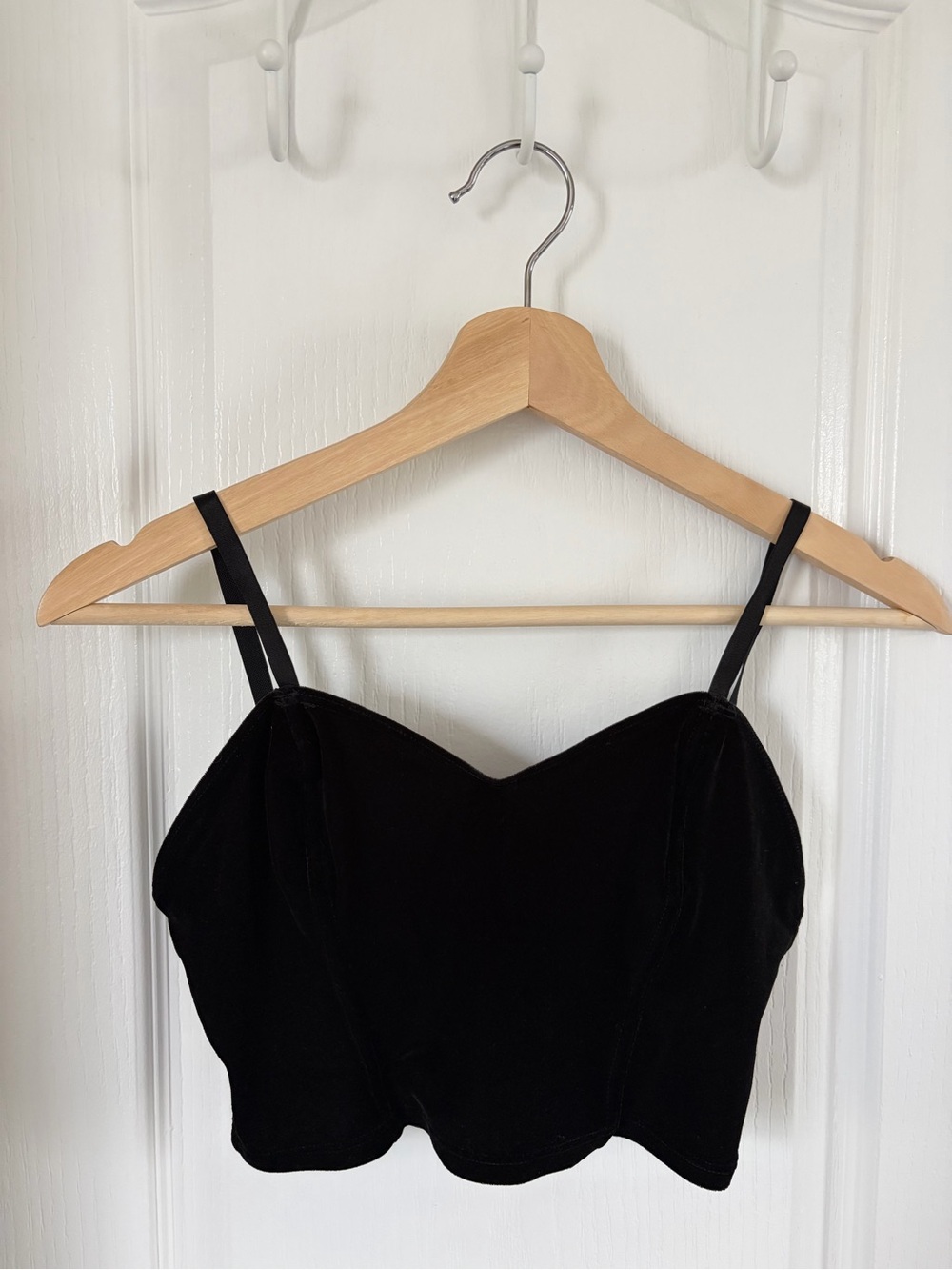 American Apparel Black Velvet Cropped Bustier size S Made in USA